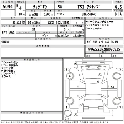 Volkswagen TIGUAN  с аукциона в Японии