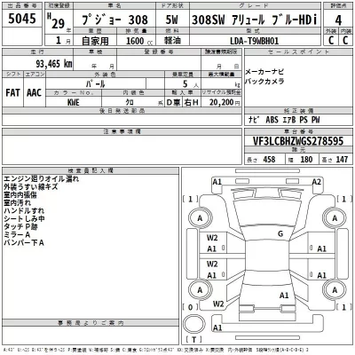 Peugeot 308  с аукциона в Японии