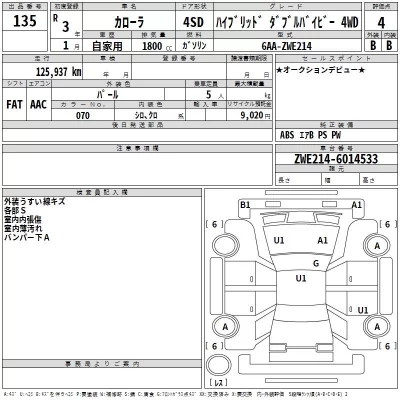 Toyota COROLLA  с аукциона в Японии