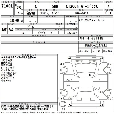 Lexus CT  с аукциона в Японии