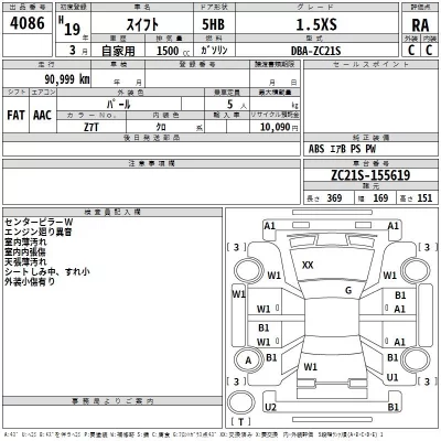 Suzuki SWIFT  с аукциона в Японии