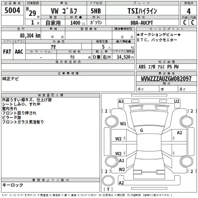 Volkswagen GOLF  с аукциона в Японии