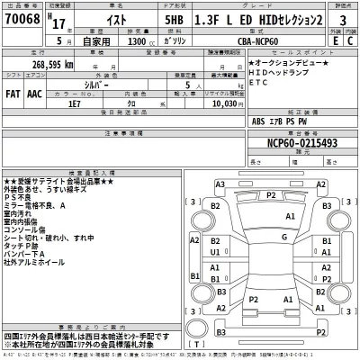 Toyota IST  с аукциона в Японии