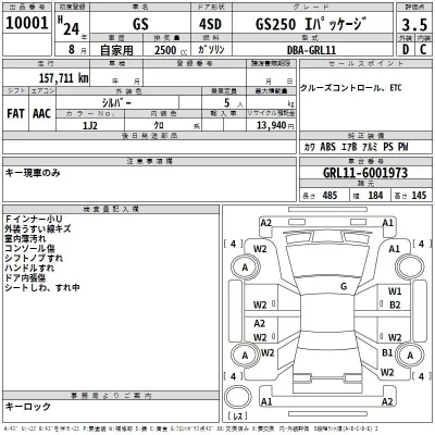 Lexus GS  с аукциона в Японии