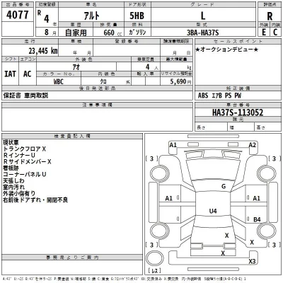 Suzuki ALTO  с аукциона в Японии