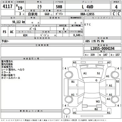 Daihatsu MIRA  с аукциона в Японии