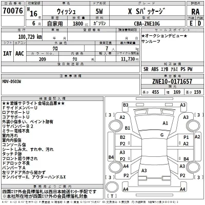 Toyota WISH  с аукциона в Японии