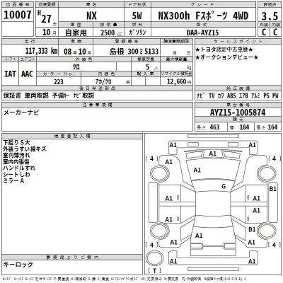 Lexus NX  с аукциона в Японии