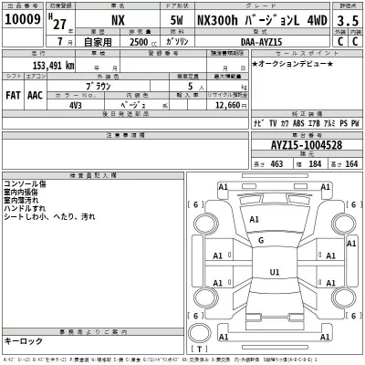 Lexus NX  с аукциона в Японии