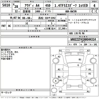 Audi A4  с аукциона в Японии