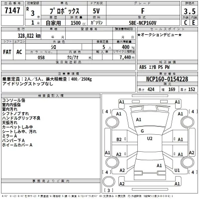 Toyota PROBOX  с аукциона в Японии