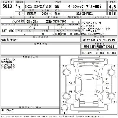 Citroen DS7  с аукциона в Японии