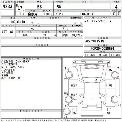 Toyota BB  с аукциона в Японии