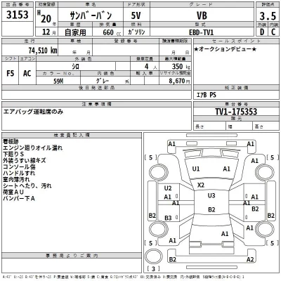 Subaru SAMBAR  с аукциона в Японии