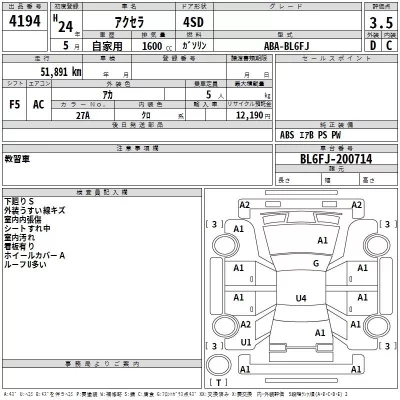 Mazda AXELA  с аукциона в Японии