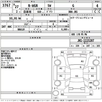 Honda N WGN  с аукциона в Японии