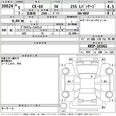 Mazda CX-60  с аукциона в Японии