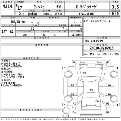 Toyota WISH  с аукциона в Японии