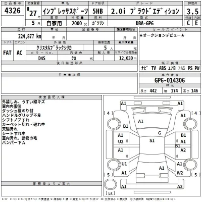 Subaru IMPREZA  с аукциона в Японии