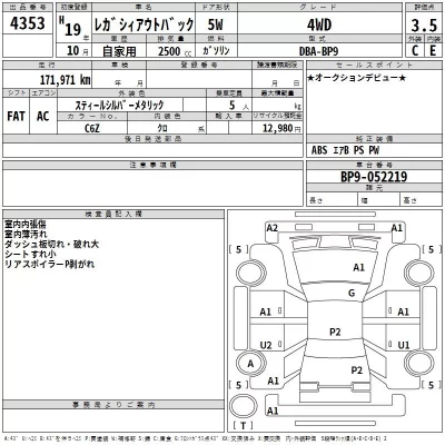 Subaru LEGACY OUTBACK  с аукциона в Японии
