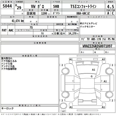 Volkswagen POLO  с аукциона в Японии