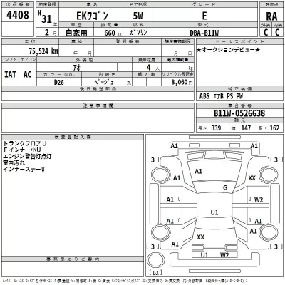 Mitsubishi EK WAGON  с аукциона в Японии