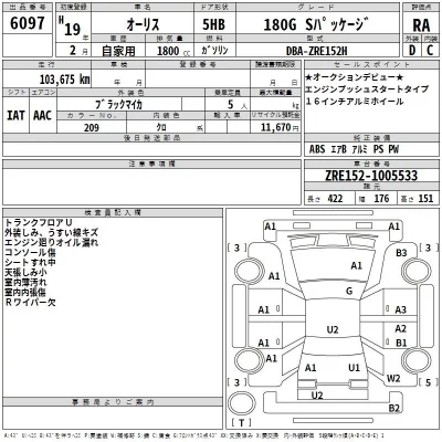 Toyota AURIS  с аукциона в Японии
