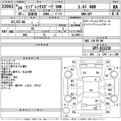 Subaru IMPREZA  с аукциона в Японии