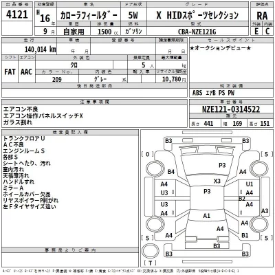Toyota COROLLA FIELDER  с аукциона в Японии