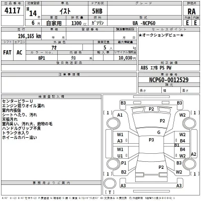 Toyota IST  с аукциона в Японии