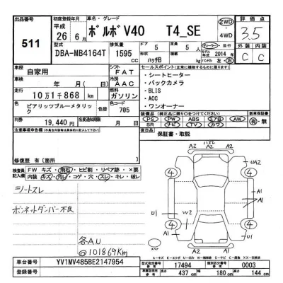 Volvo V40  с аукциона в Японии