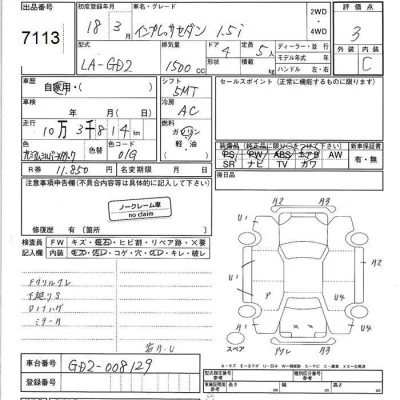 Subaru IMPREZA  с аукциона в Японии
