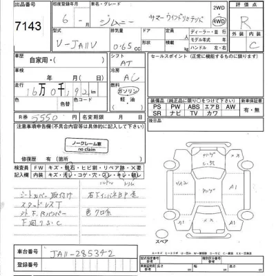 Suzuki JIMNY  с аукциона в Японии
