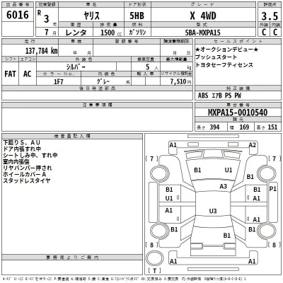 Toyota YARIS  с аукциона в Японии