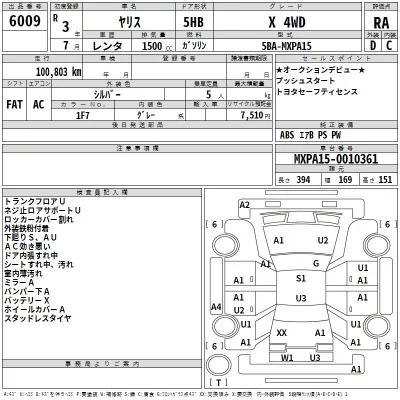 Toyota YARIS  с аукциона в Японии