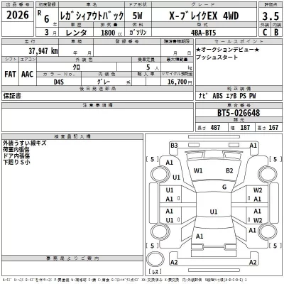 Subaru LEGACY OUTBACK  с аукциона в Японии