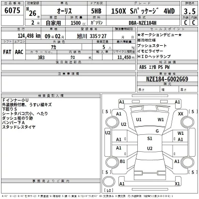 Toyota AURIS  с аукциона в Японии