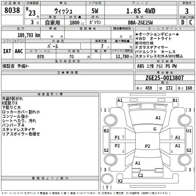 Toyota WISH  с аукциона в Японии