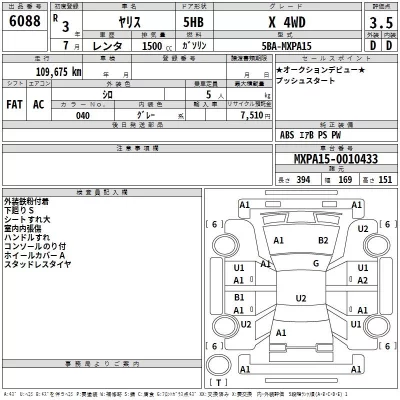 Toyota YARIS  с аукциона в Японии
