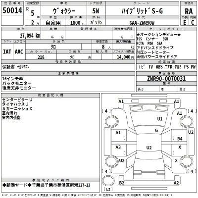 Toyota VOXY  с аукциона в Японии