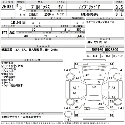Toyota PROBOX  с аукциона в Японии