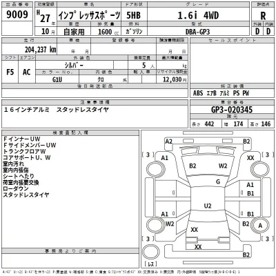 Subaru IMPREZA  с аукциона в Японии