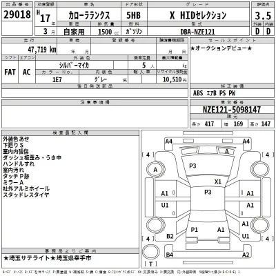 Toyota COROLLA RUNX  с аукциона в Японии