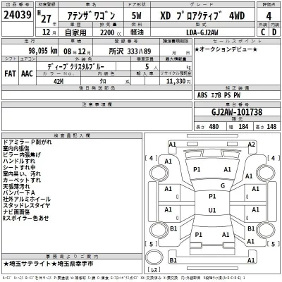 Mazda ATENZA WAGON  с аукциона в Японии