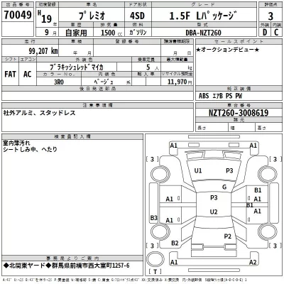 Toyota PREMIO  с аукциона в Японии