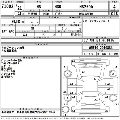 Lexus HS  с аукциона в Японии