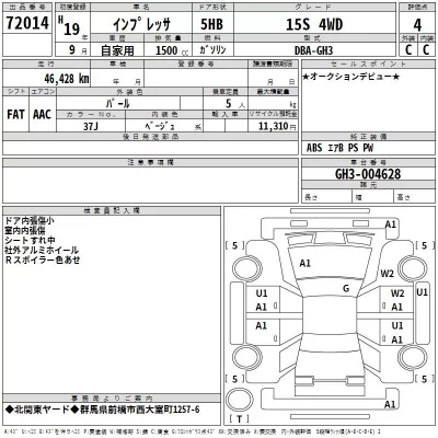 Subaru IMPREZA  с аукциона в Японии