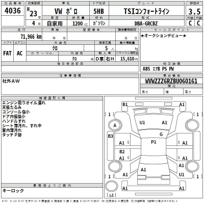 Volkswagen POLO  с аукциона в Японии