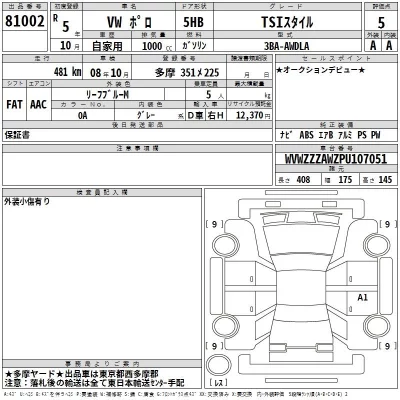 Volkswagen POLO  с аукциона в Японии