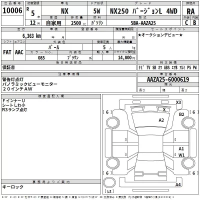 Lexus NX  с аукциона в Японии